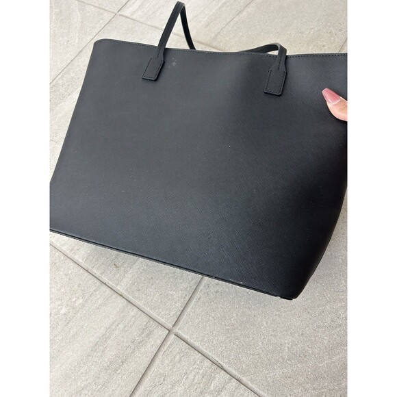 KATE SPADE SATCHEL LARGE TOTE HANDBAG BLACK LEATHER ZIPPED GOLDEN Heart HANG TAG - Picture 10 of 11